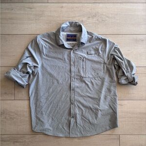 X-Caster UPF 30+ Sun Protection Light Gray Button-Up Shirt with Chest Pocket XL